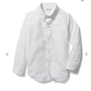 Classic White Dot-Print Button-Down Shirt for Kids